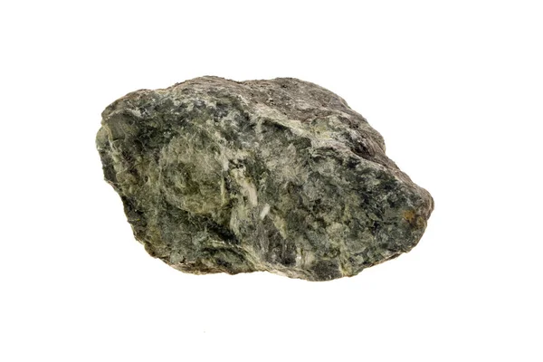 Pedra Marrom Verde Sobre Fundo Isolado Branco — Fotografia de Stock
