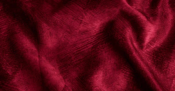 Tejido Algodón Rojo Arrugado Con Textura Visible — Foto de Stock