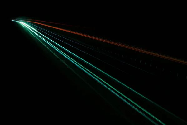 Światła Poruszających Się Samochodów Nocy Długotrwałe Narażenie — Zdjęcie stockowe