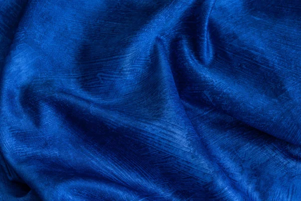 Tejido Algodón Azul Encogido Con Textura Visible — Foto de Stock