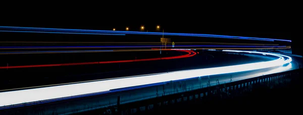 Lights Cars Night Long Exposure — Stock Photo, Image