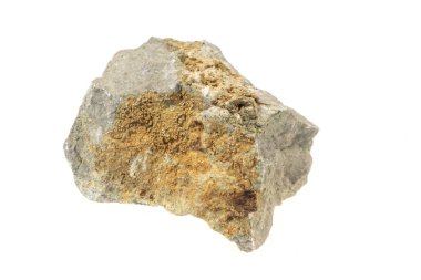 Beyaz izole bir zemin üzerinde kireçtaşı taşı