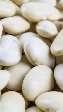 Beyaz fasulye taneleri görünür detaylarla