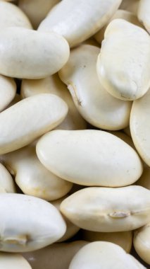 Beyaz fasulye taneleri görünür detaylarla