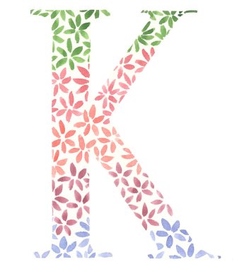 Çiçek yeşili kırmızı mor mavi harf K