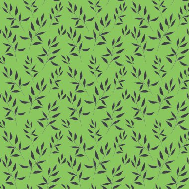 Siyah arkaplanda küçük siyah yaprakların sonsuz deseni