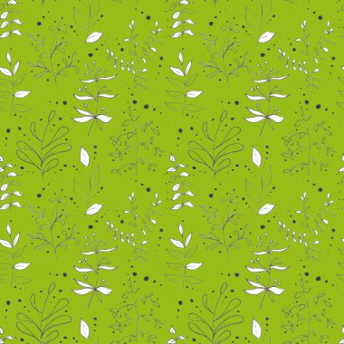 Yeşil arkaplandaki kusursuz grafik çiçek deseni