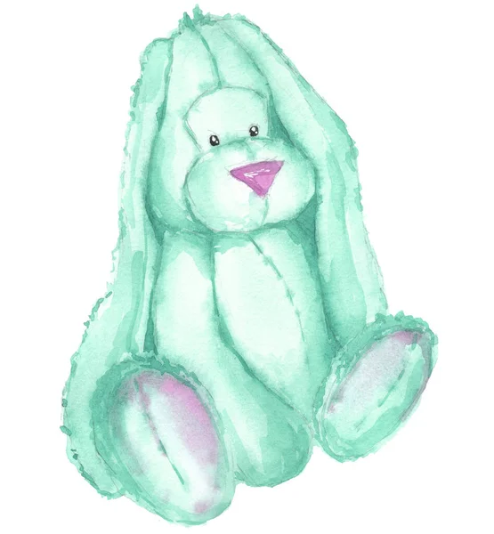 Green Toy Bunny Pink Elements — Stock Photo, Image