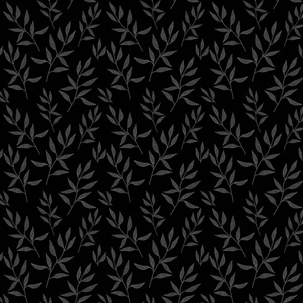 Muster Kleine Blätter Auf Schwarzem Hintergrund — Stockfoto