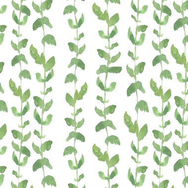 Beyaz arkaplan ve yapraklarla sonsuz desen