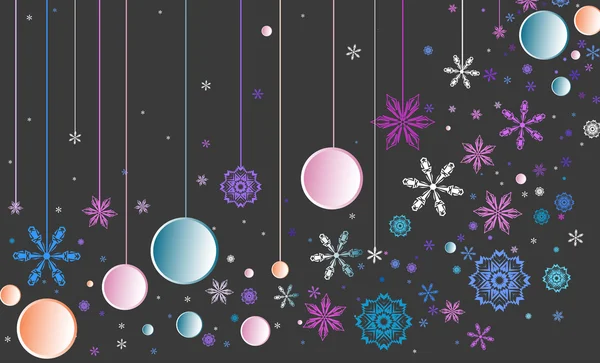 Color vector background with snowflakes and circles — Stock Vector