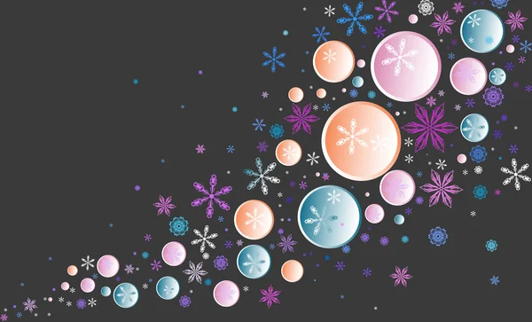 Color vector background with snowflakes and circles — Stock Vector
