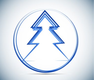 Noel ağacı ile yuvarlak çerçeve