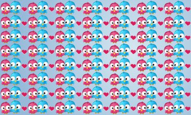 Kuşlar ve kalpleri ile sorunsuz arka plan