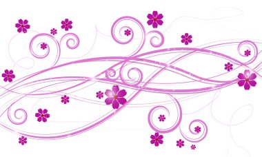 Arka plan ile swirls, çiçekler ve kelebekler