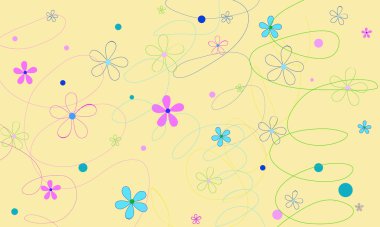 Arka plan daire ve çiçekler ile