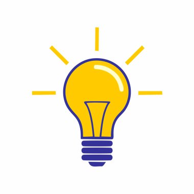 Parlak Fikir Ampul Sembol Vektörü İllüstrasyonu