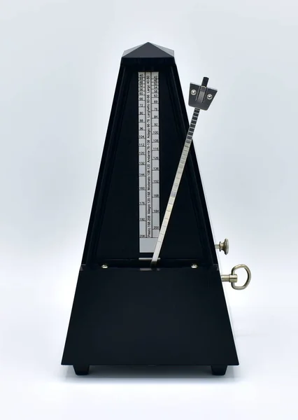 Black Metronome Isolated White Background — Stock Photo, Image