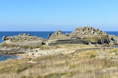 Castro de Barona, the best preserved of all Galician Iron Age forts known as Castros. Porto do Son, Coruna, Galicia, Spain.