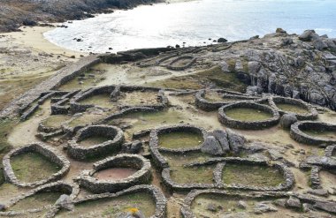 Castro de Barona, the best preserved of all Galician Iron Age forts known as Castros. Porto do Son, Coruna, Galicia, Spain.
