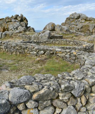 Castro de Barona, the best preserved of all Galician Iron Age forts known as Castros. Porto do Son, Coruna, Galicia, Spain.