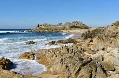 Castro de Barona, the best preserved of all Galician Iron Age forts known as Castros. Porto do Son, Coruna, Galicia, Spain.