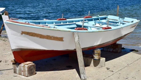 Portosin Spain July 2020 Old Galician Wooden Rowboat Harbor Coruna — Stock Photo, Image