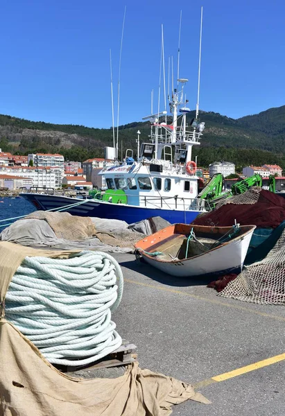 Portosin Spain July 2020 Harbor Galician Fishing Vessel Old Row — Fotografia de Stock