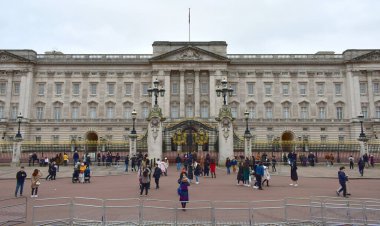 London, UK. December 31, 2018. View of Buckingham Palace principal facade, East Front, on a typical winter's day.