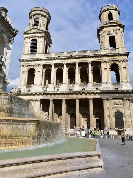 Paris France August 2019 Eglise Saint Sulpice Paris Neoclassical Facade — 스톡 사진