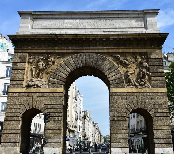 Paris France August 2019 Porte Saint Martin Triumphal Arch Erected — Stock Photo, Image