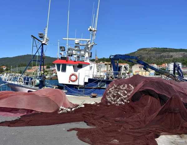 Portosine Espagne Juillet 2020 Bateau Pêche Galicien Dans Port Avec — Photo