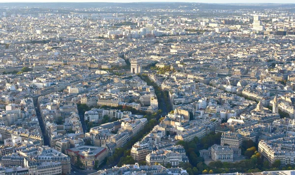 Parisian Cityscape Sunset Eiffel Tower Arc Triomphe View Paris France — Foto de Stock