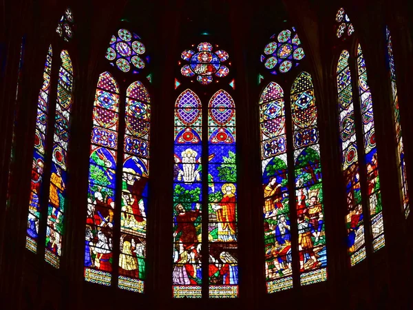 Paris France August 2019 Apse Stained Glass Windows Basilique Royale — 图库照片