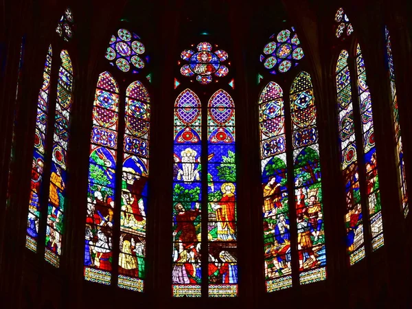 Paris France August 2019 Apse Stained Glass Windows Basilique Royale — Stock Photo, Image