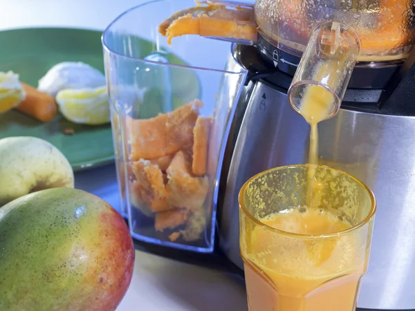 Extractor juice low rpm in working produces fresh juice without Royalty Free Stock Images