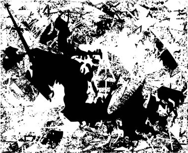 Siyah beyaz desenli, noktalı, lekeli, çizik ve çizikli sıkıntılı bir arkaplan. Soyut vektör illüstrasyonu.