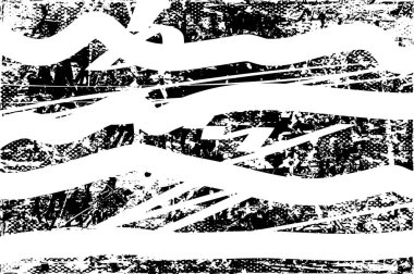 Siyah beyaz desenli, noktalı, lekeli, çizik ve çizikli sıkıntılı bir arkaplan. Soyut vektör illüstrasyonu.