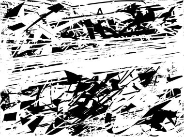 Siyah beyaz desenli, noktalı, lekeli, çizik ve çizikli sıkıntılı bir arkaplan. Soyut vektör illüstrasyonu.