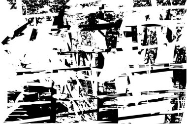 Siyah beyaz desenli, noktalı, lekeli, çizik ve çizikli sıkıntılı bir arkaplan. Soyut vektör illüstrasyonu.