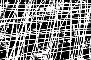 Siyah beyaz desenli, noktalı, lekeli, çizik ve çizikli sıkıntılı bir arkaplan. Soyut vektör illüstrasyonu.