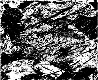 Siyah beyaz desenli, noktalı, lekeli, çizik ve çizikli sıkıntılı bir arkaplan. Soyut vektör illüstrasyonu.