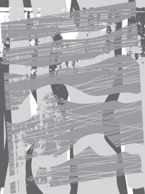 Siyah beyaz desenli, noktalı, lekeli, çizik ve çizikli sıkıntılı bir arkaplan. Soyut vektör illüstrasyonu.