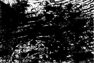 Siyah beyaz desenli, noktalı, lekeli, çizik ve çizikli sıkıntılı bir arkaplan. Soyut vektör illüstrasyonu.