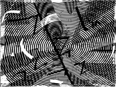 Siyah beyaz desenli, noktalı, lekeli, çizik ve çizikli sıkıntılı bir arkaplan. Soyut vektör illüstrasyonu.