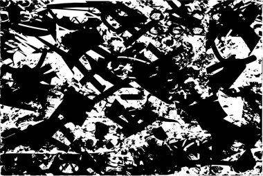 Siyah beyaz desenli, noktalı, lekeli, çizik ve çizikli sıkıntılı bir arkaplan. Soyut vektör illüstrasyonu.