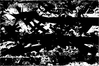 Siyah beyaz desenli, noktalı, lekeli, çizik ve çizikli sıkıntılı bir arkaplan. Soyut vektör illüstrasyonu.