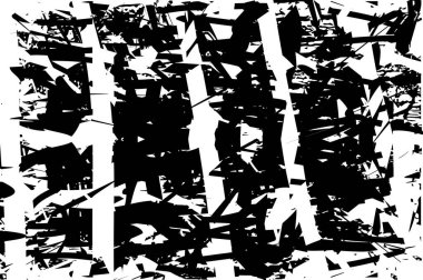 Siyah beyaz desenli, noktalı, lekeli, çizik ve çizikli sıkıntılı bir arkaplan. Soyut vektör illüstrasyonu.