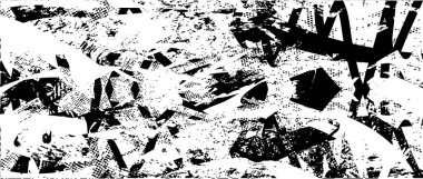 Siyah beyaz desenli, noktalı, lekeli, çizik ve çizikli sıkıntılı bir arkaplan. Soyut vektör illüstrasyonu.