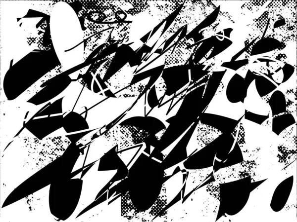 Gestresste Achtergrond Zwart Wit Textuur Met Stippen Vlekken Krassen Lijnen — Stockvector